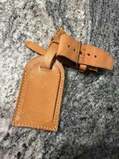 Louis Vuitton Vachetta Leather Luggage Tag and Poignet Set Made in France Brown