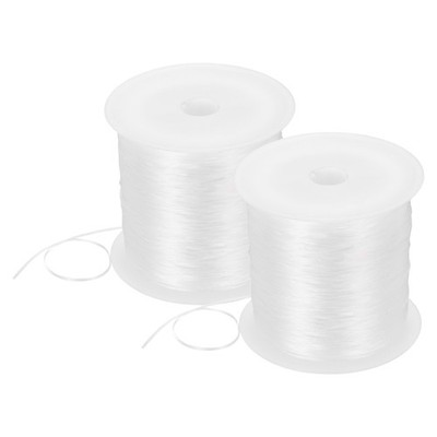 2 Rolls Elastic String for Bracelets, 0.8mm Stretch Bead Cord White, 120m