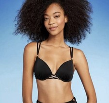 Shade Shore Padded Push-up Underwire Bikini Top size 34C - Black - NEW