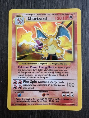 Pokemon Charizard Holo Rare Base Set Unlimited 4/102