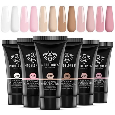 Modelones Poly Extension Gel Kit for 0.08 Fl Oz (Pack of 6), A3-Nude Pink 