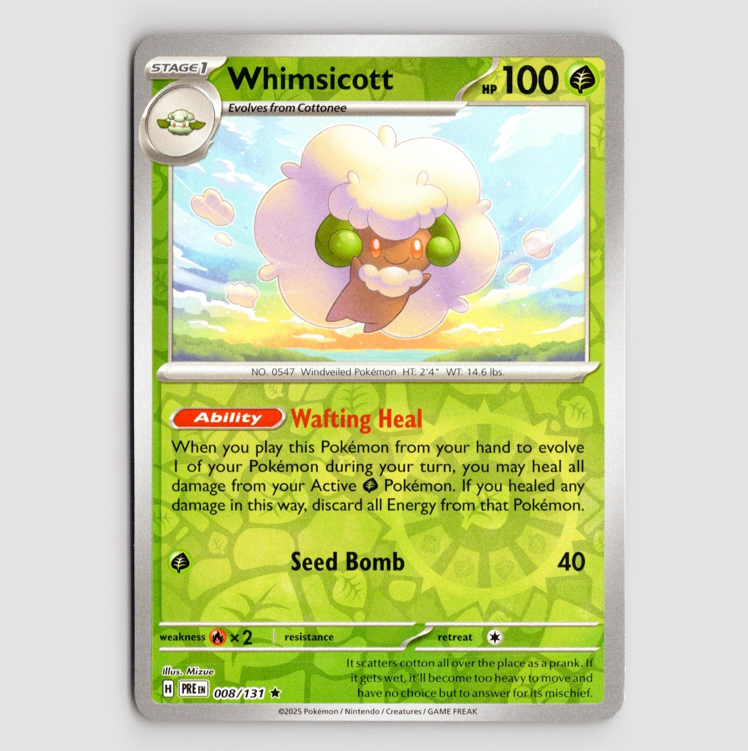 Whimsicott (Reverse) - PRE 008/131 - R NM / Mint SV: Prismatic Evolutions Single