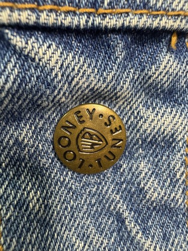 Rare Vintage Looney Tunes ACME Jean Jacket 90s Denim Kids XL Snap Bugs Taz Vtg - Picture 4 of 13