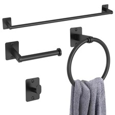 Matte Black Bathroom Accessories Set, KLJKPA 4 Pieces 24 inch,
