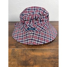 Polo Ralph Lauren Plaid Bucket Hat Red White Navy Blue Cotton XL Vintage Style