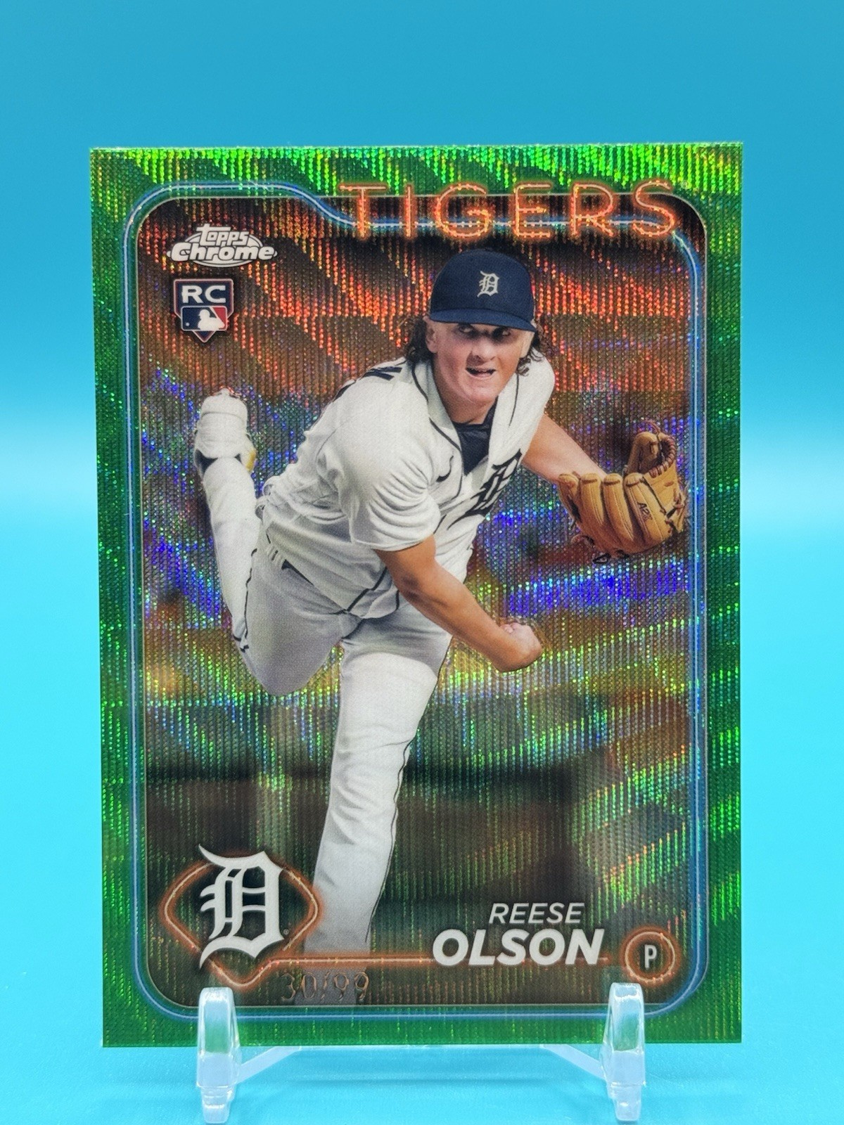 2024 Topps Chrome - Reese Olson RC #40 Green Wave Refractor /99 Tigers Rookie