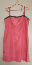 NWT Braemar Dress Coral Sz 12 Knee Length 90's Embroidered Spaghetti Strap