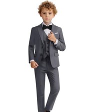 Kids Tuxedo,Suits for Boys Slim Fit 5 Piece Formal Suit Set Youth Suits Gray ...
