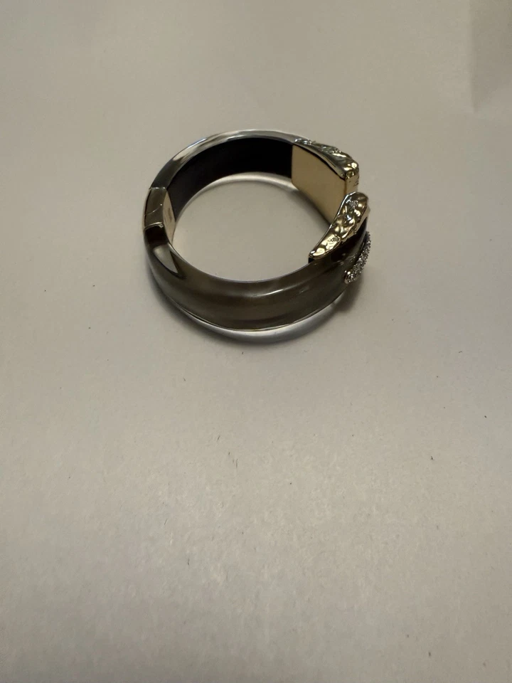 PULSERA BRAZALETE HEBILLA CRISTAL TONO ORO ARRUGADO ALEXIS BITTAR Foto 2 de 4