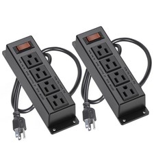 2 Packs Wall Mount Power Outlet Strip, 4 Outlet Mountable Power Strip with Switc