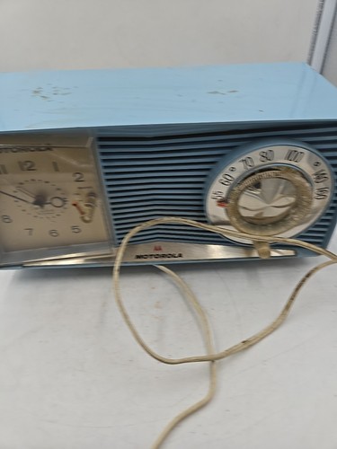 Motorola Telechron Light Blue Tube Alarm Clock/Radio For Parts And Repair - Picture 4 of 10