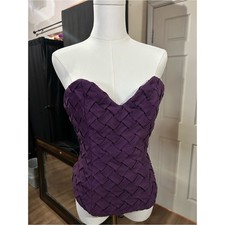 Med, AKIRA Purple Strapless Woven Bustier