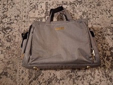 Ju-Ju-Be Black White Herringbone Zip Shoulder Diaper Bag w/ Detachable Strap