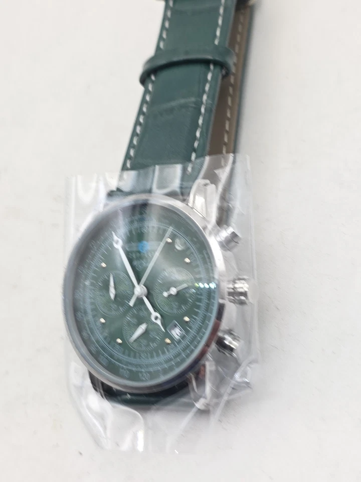 Alemania Zeppelin 100 Años Reloj Verde Nuevo Cronógrafo Foto 2 de 3