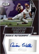 2019 SAGE HIT Autographs Black #A82 Damion Willis Auto - FB
