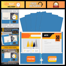 50-Pack Light Blue Two Pocket Portfolio Folders for Letter Size Paper, 50 Count