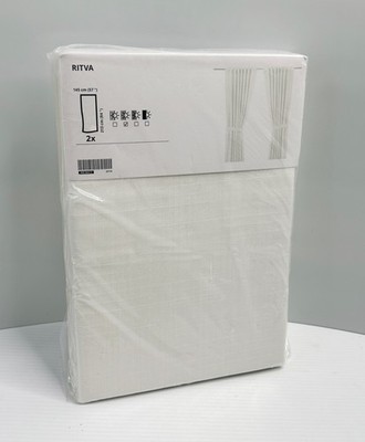 IKEA Ritva Off-White Curtain Panel w/Tie Backs 57'' x 84'' - Set of 2 Panels
