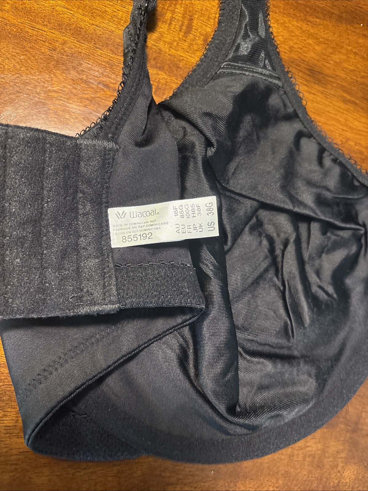 38G Basic Full-Figure Underwire Black Bra Preowned - image 4