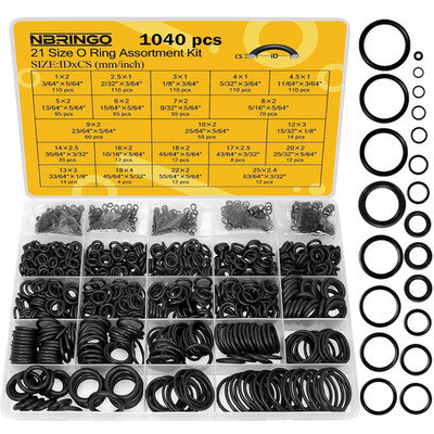 1040 PCS 21 Size O Ring Assortment Kit, Industrial-Grade Nitrile Rubber O-Rings