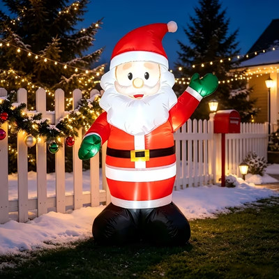 Inflatable Santa Claus Christmas Yard Decoration with Built In LED Lights Outdoo