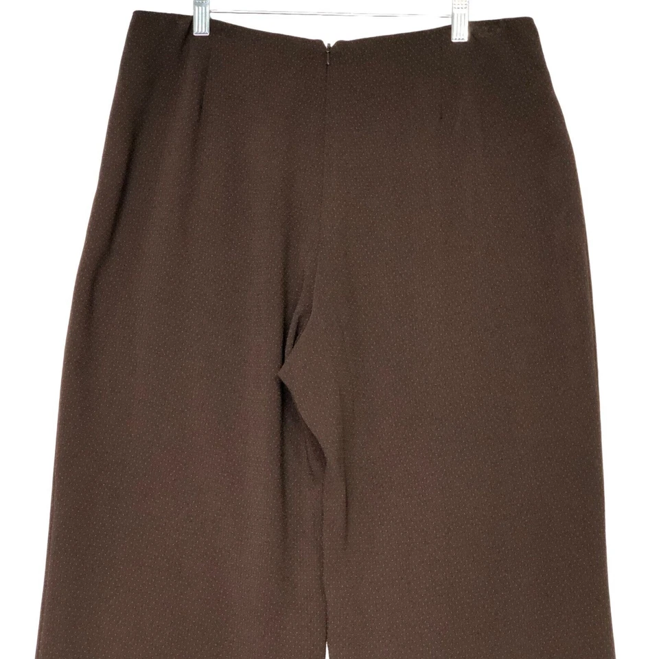 Pantalones Yansi Fugel Mujer Talla 12 Marrón Punto Suizo Pierna Ancha Completamente Forrados Foto 4 de 4