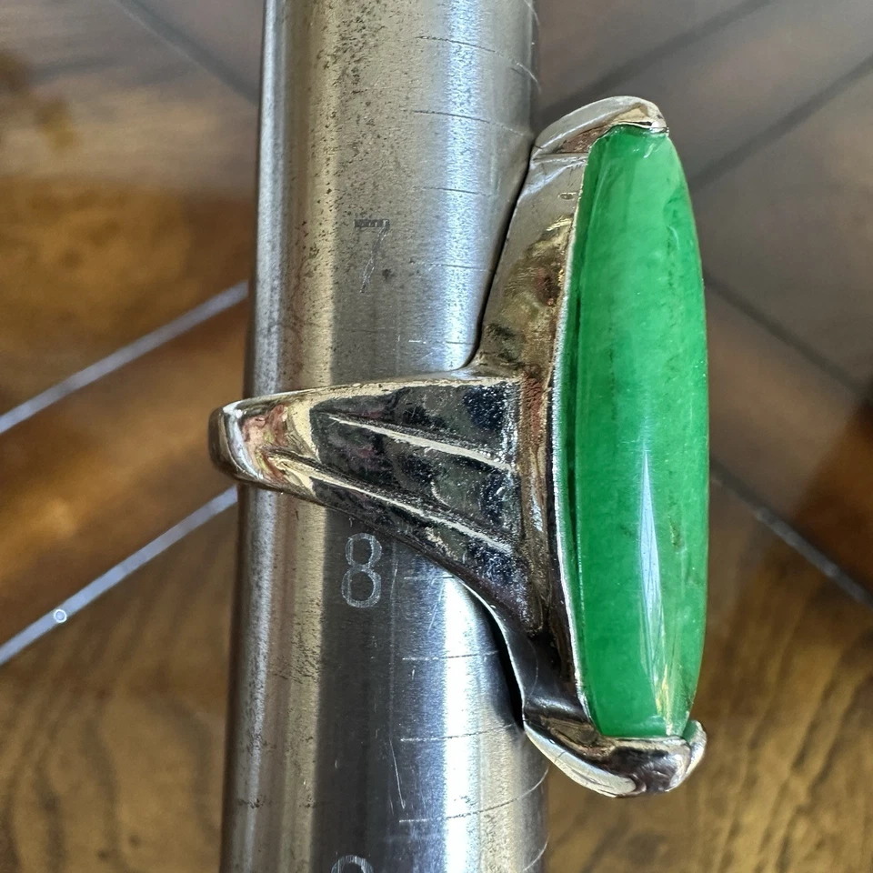 Винтажный заявление кольцо женский размер 7,75 зеленый авантюрин камень кабина сплава металла - Изображение 2 из 4