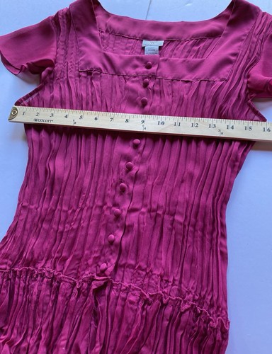 Worthington Krinkle Top Shirt Blouse Pink Semi Sheer Cap Sleeve Women’s Large - Picture 10 of 10