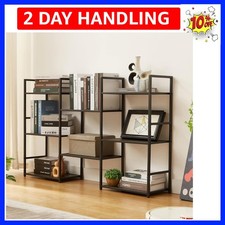 Triple 3 Tier Bookshelf, Wide Industrial Large Book Shelf with 8 Open Display...