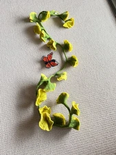 Floral garland felted wool handmade Nepal 6' easily shaped by hand butterfly