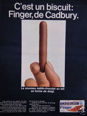 WERBUNG 1968 FINGER BISCUIT DE CADBURY SANDGESTRAHLT MILCHSCHOKOLADE FINGERFORM