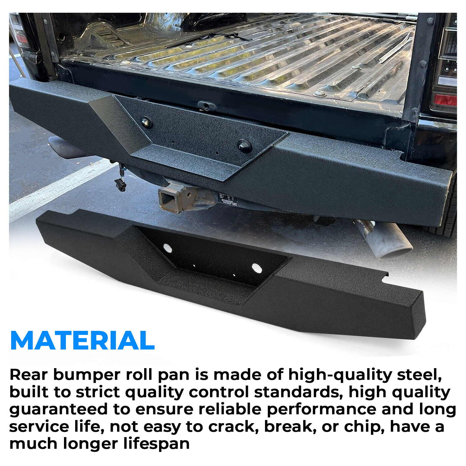 For 1993-2011 Ford Ranger Pickup Steel Rear Step Bumper Black Powder ...