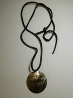 Necklace Made Of Soft Leather With Pendant Shell 6 Cm Diameter Necklace Made Of Soft Leather With Pendant Shell 6 Cm Diameter