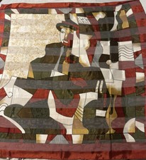 VTG PICASSO PRINT SATIN FEEL 90s / Y2K SQUARE OVERSIZED SCARF 39X39 gorgeous 