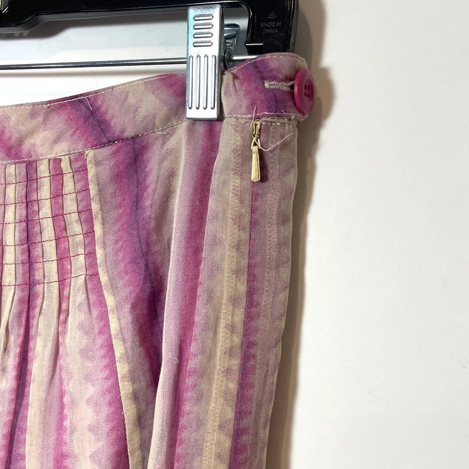 Falda Free People Plisada Línea A Talla 4 Púrpura Rayas Forrada Encaje Dobladillo Ojales Foto 2 de 4