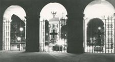 RELIGIOUS SYMBOLS ON IRON GRATE. PHOTO POSTCARD. 