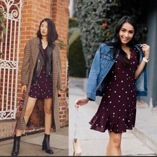 Madewell Silk Star Print Flutter Hem Fit  Flare Mini Dress size 0