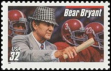 US 3148 Football Coaches Bear Bryant red bar 32c single MNH 1997