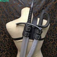 Medieval Shoulder Back Double Sword Faux Leather Rapier Holder Holster Costume
