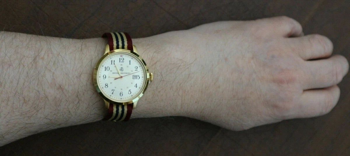 Brooks Brothers Men's Silver/Gold Toned Wrist Watch Japan Movement - NEW
