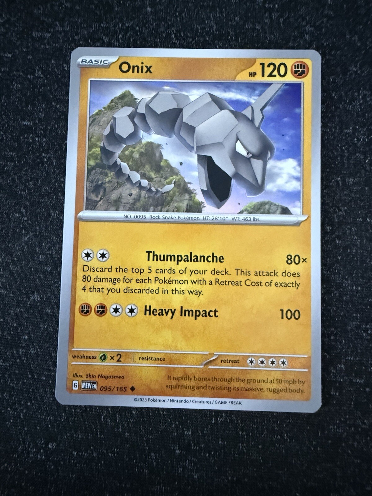 Onix 095/165- Pokemon 151- Regular Uncommon- NM/M