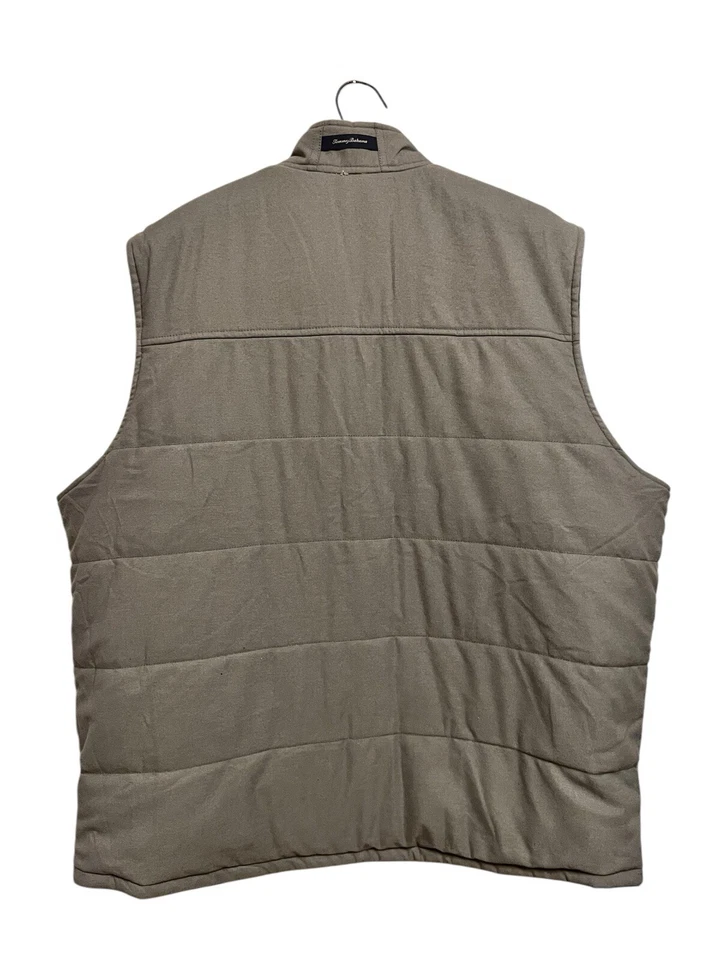 Tommy Bahama Chaleco de Pana para Hombres Azul Gris XL Cremallera Reversible Acolchado Aislado Foto 4 de 4