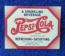 Vintage Pepsi : Cola Bottle Label Albany Bottling Co. Menands New York