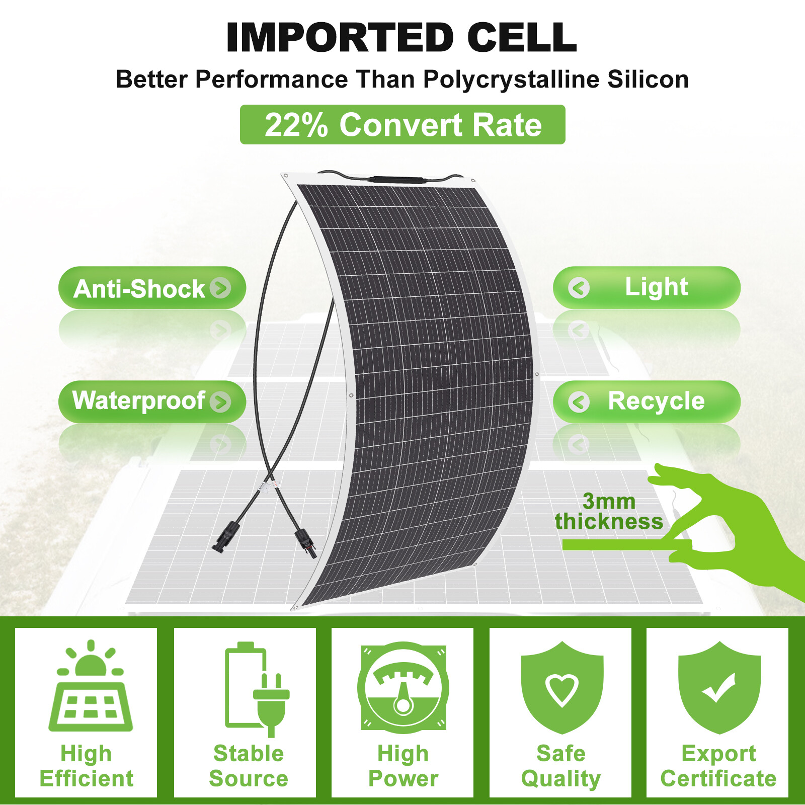 300W 900W Flexible Solar Panel Mono 12V Home RV Boat Camping Power ...