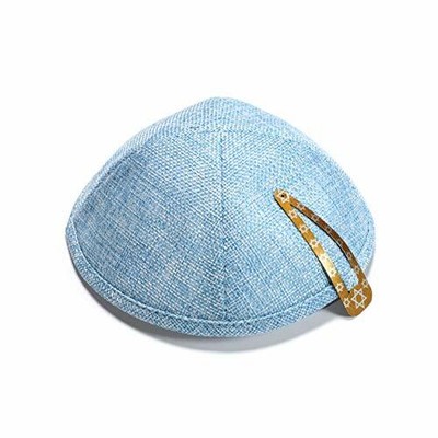 Elegant Turquoise Linen Kippah Yarmulke Jewish Yamaka ...