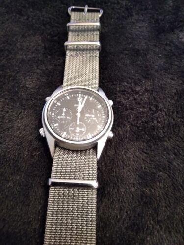Vintage 1990 Seiko 7a28-7120 Men's Military RAF Pilots Chronograph Watch Gen 1 - Picture 1 of 9