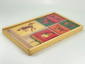 Vintage 20pc Wooden Stencil Set Farm Ranch Western Horses Tracing Draw Art