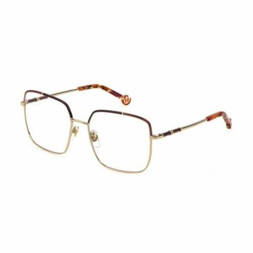 NEW CAROLINA HERRERA VHE178 0492 Gold & Burgundy Eyeglasses NEW CAROLINA HERRERA VHE178 0492 Gold & Burgundy Eyeglasses