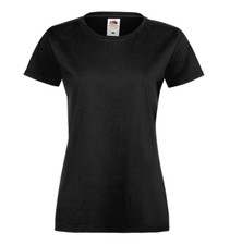 BLACK Mens Women Ladyfit Fruit of the Loom Plain shirt T-Shirt