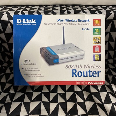 D-Link DI-514 11 Mbps 4-Port 10/100 Wireless B Router New Sealed Box