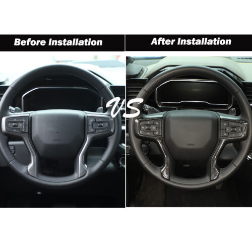 Interior Steering Wheel Cover Trim For Chevrolet Silverado 1500 19-23 Black Wood - Picture 2 of 11